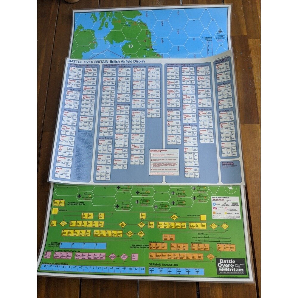 Laminated TSR 1983 Battle Over Britain Map And British Airfield Display